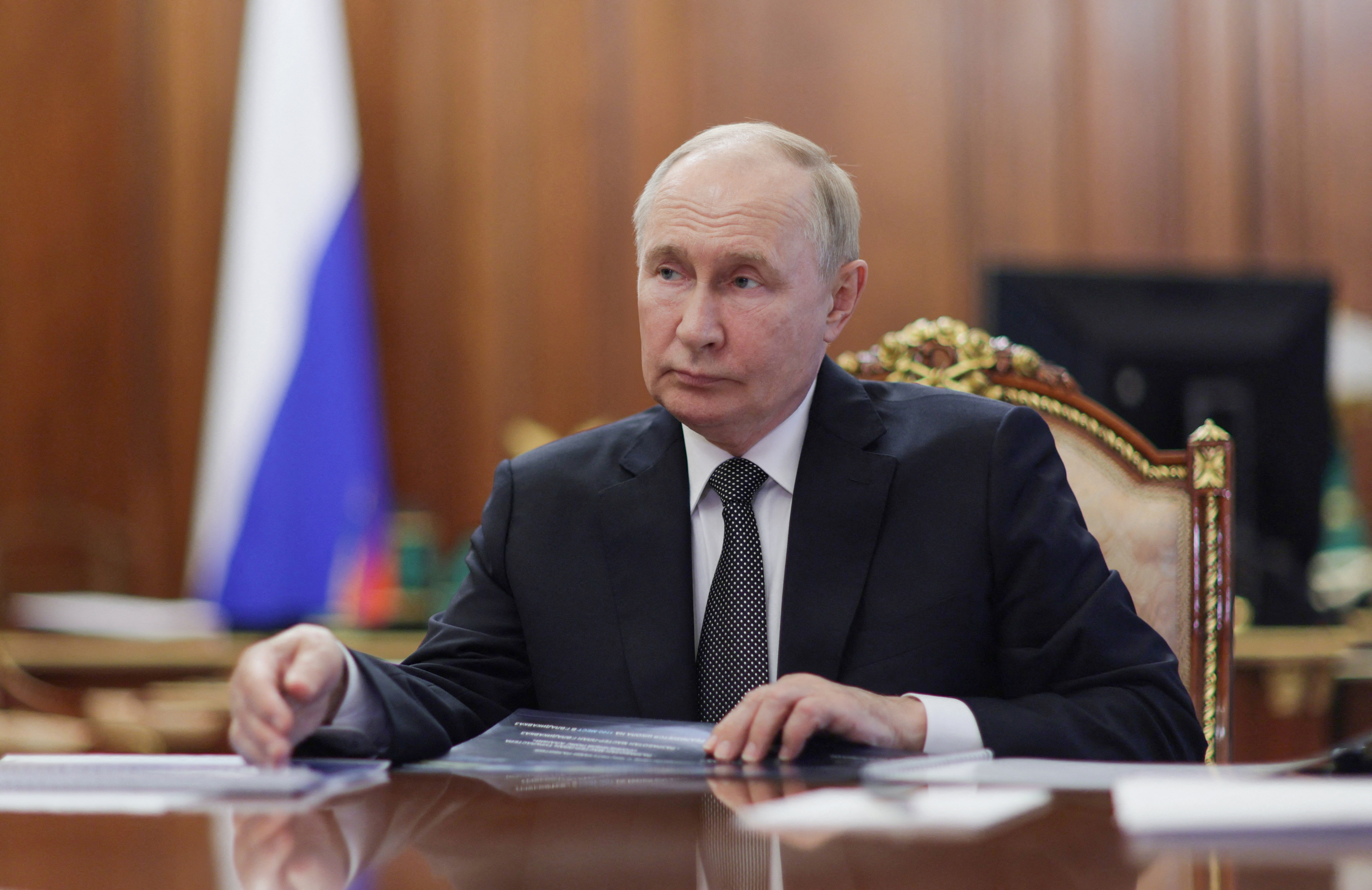 Russian President Vladimir Putin meets head of the North Ossetia–Alania region Sergei Menyailo, in Moscow
