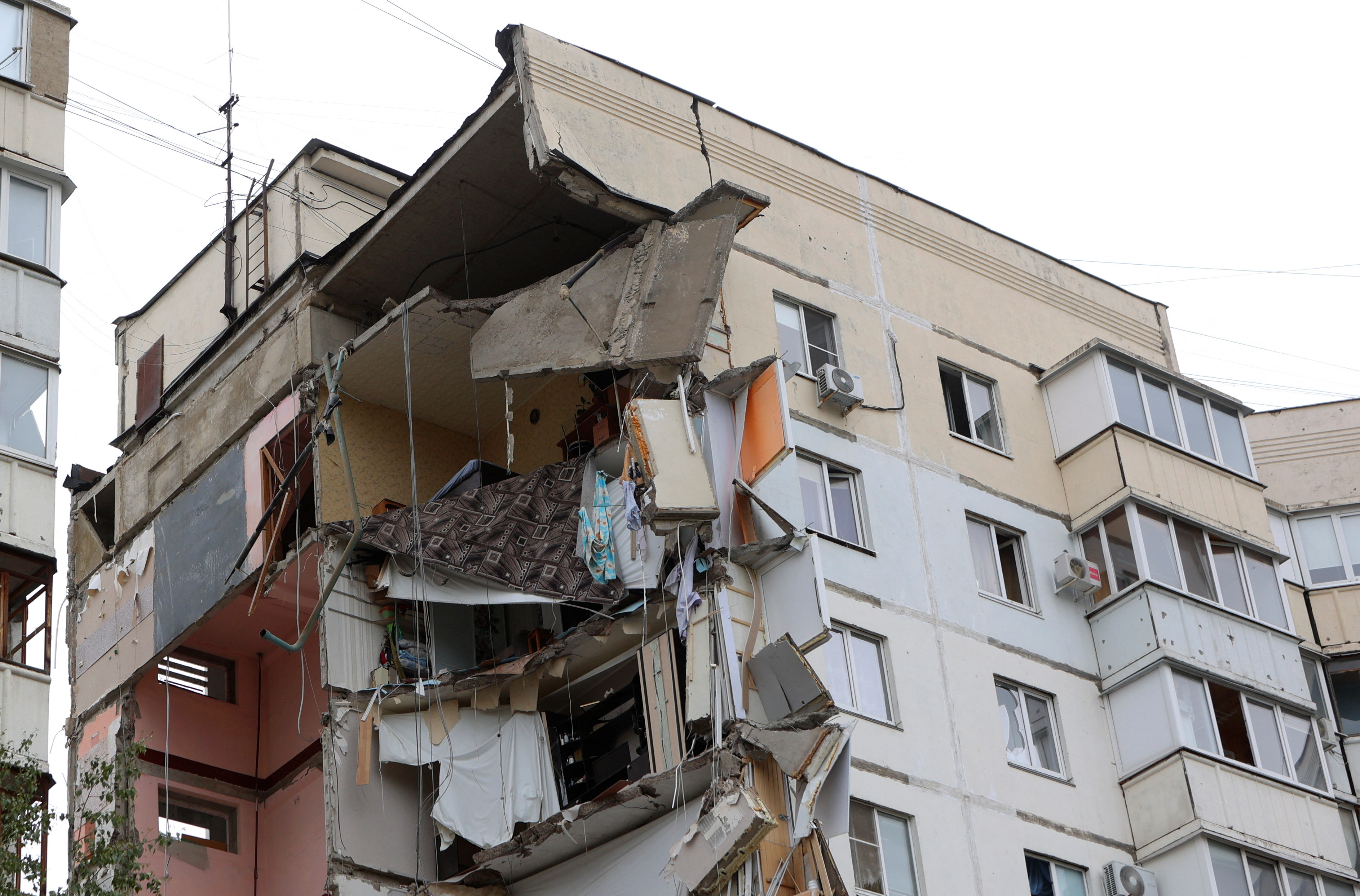 Aftermath of apartment block collapse in Belgorod
