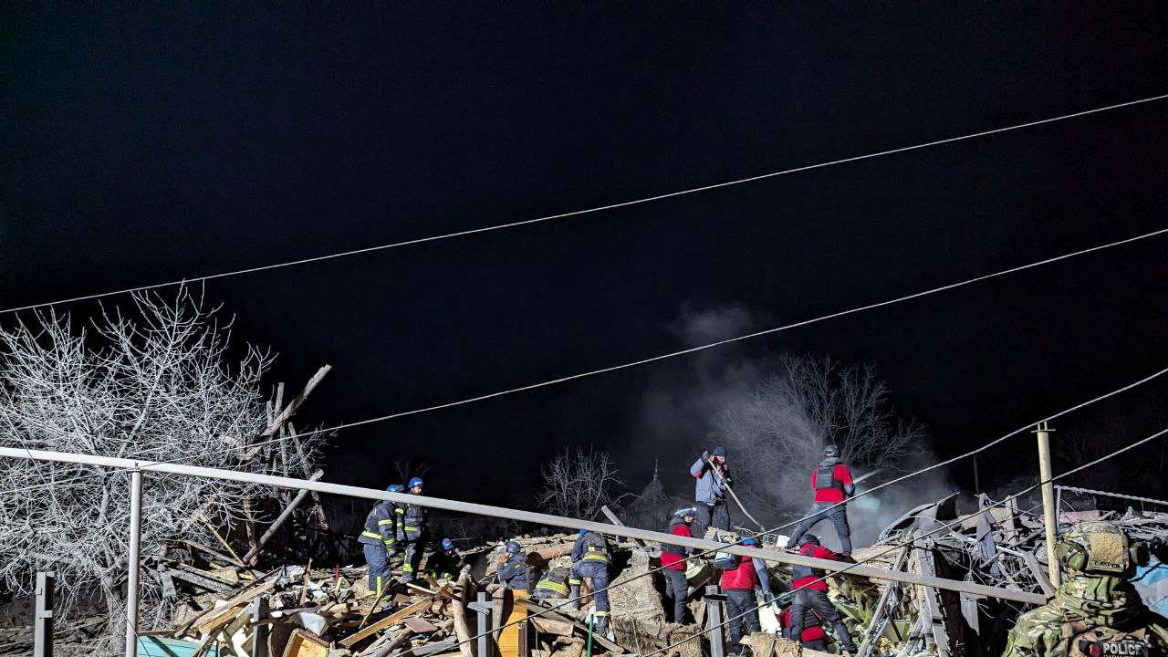 Aftermath of a Russian missile strike in Pokrovsk