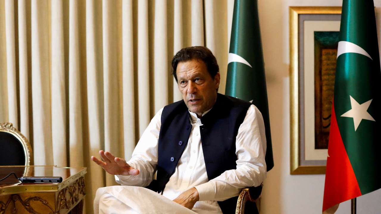 Former Pakistani PM Imran Khan speaks with Reuters during an intervew, in Lahore