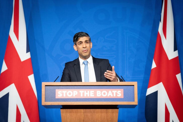 FILE PHOTO: British PM Sunak attends a press conference in Downing Street