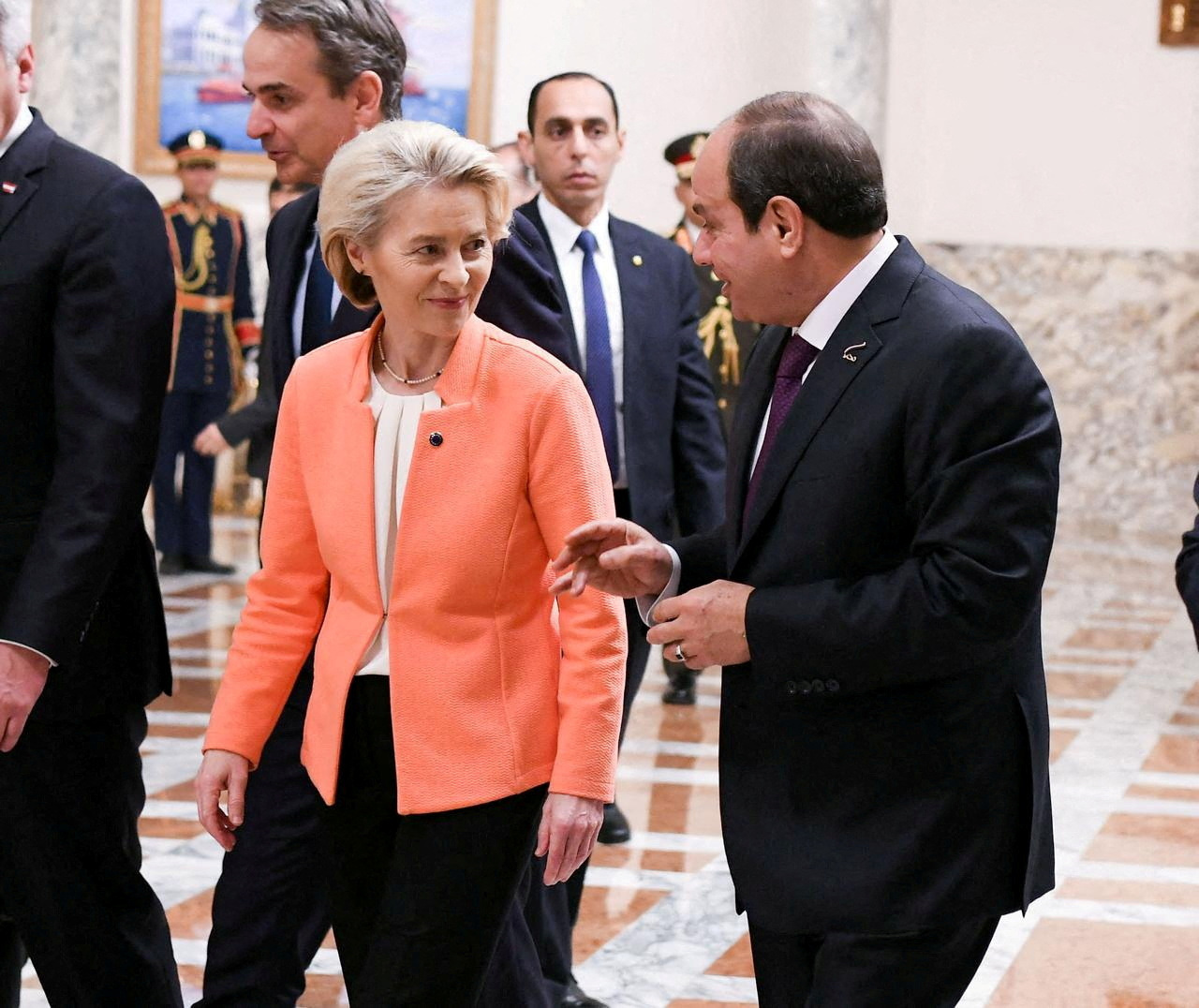 FILE PHOTO: Egyptian President Abdel Fattah al-Sisi talks with European Commission President Ursula von der Leyen at the Ittihadiya presidential palace in Cairo