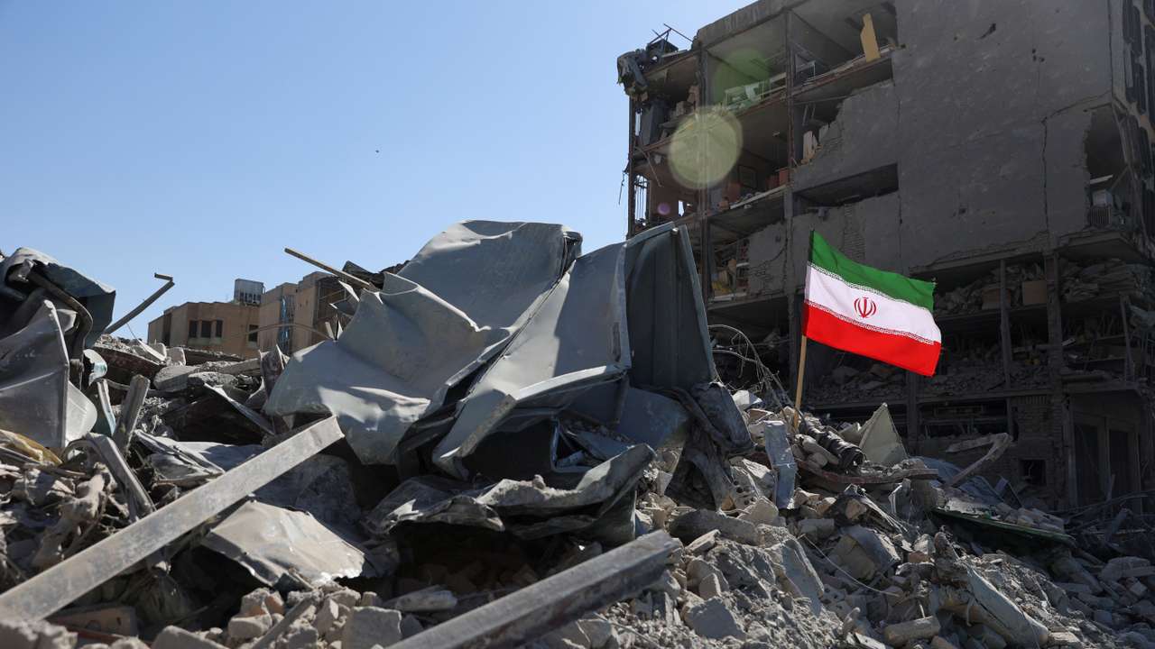 Aftermath of an Israeli and the U.S. strike on a police station in Tehran