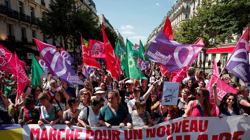 Feminist march to protest against the far-right ahead of early legislative elections, in Paris
