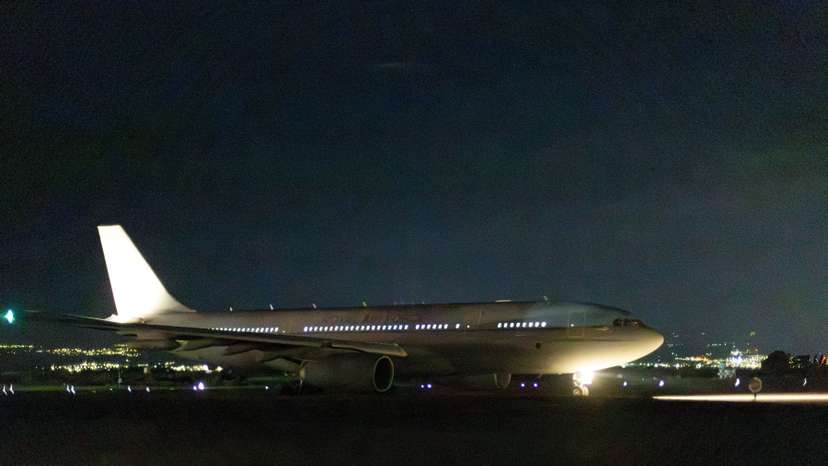 An RAF Voyager aircraft takes off to join the U.S.-led coalition from RAF Akrotiri