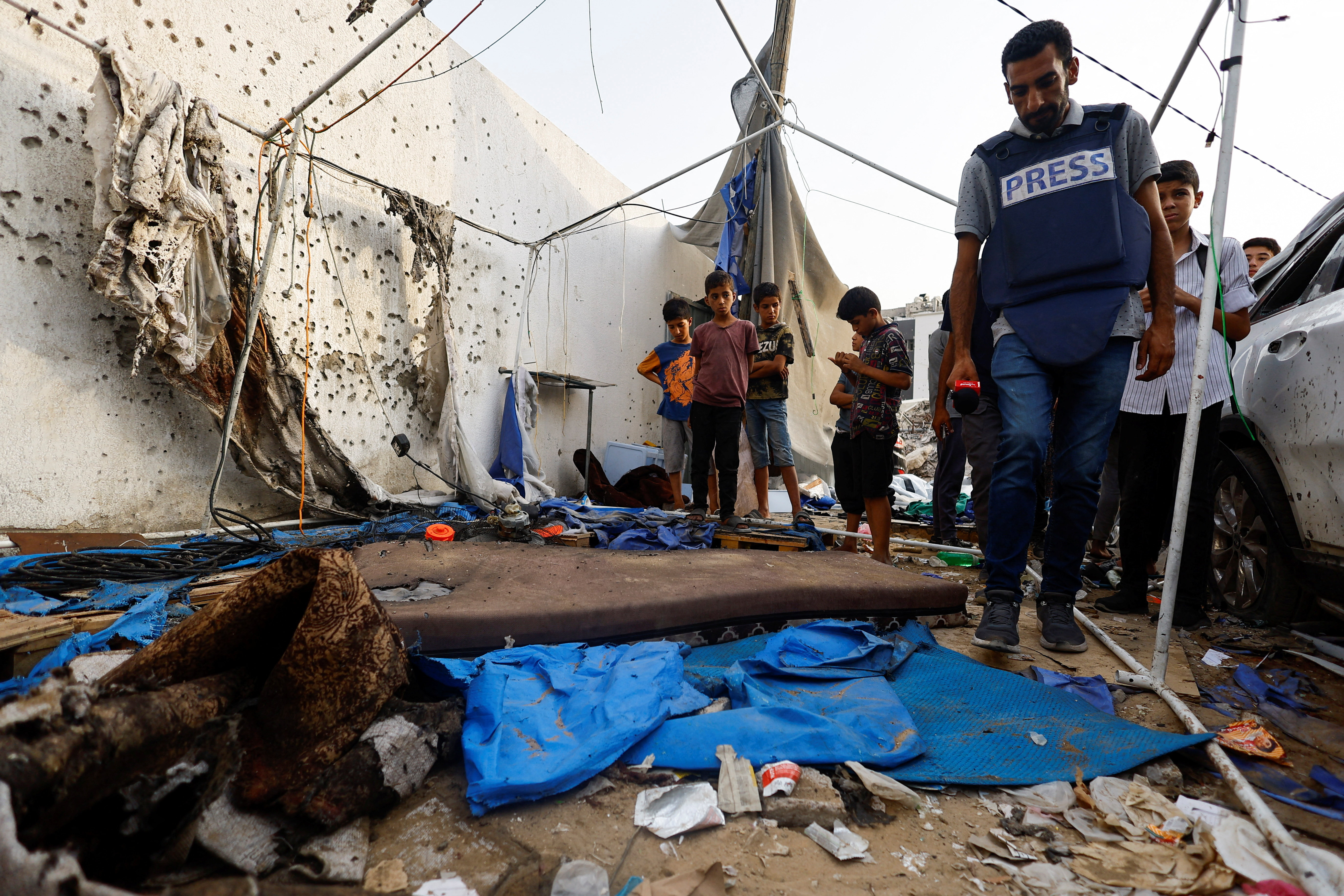 Aftermath of Israeli strike that killed Al Jazeera journalists, in Gaza City