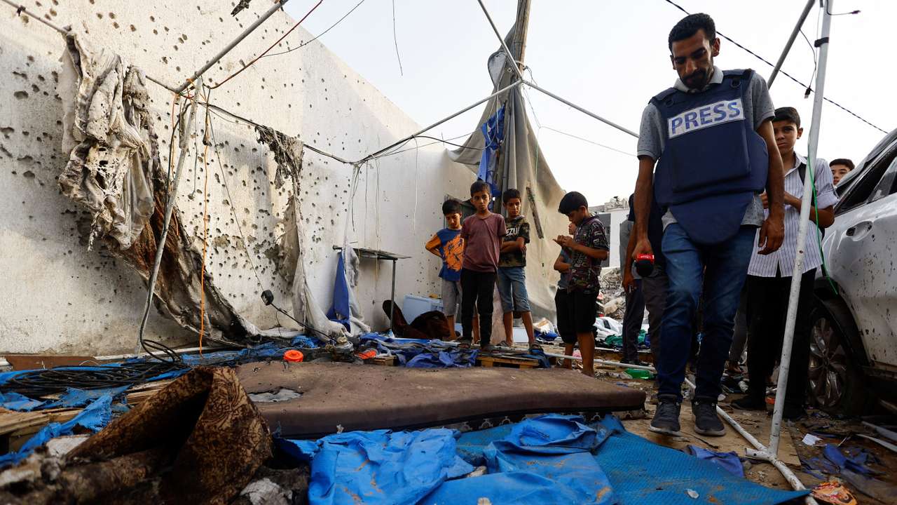 Aftermath of Israeli strike that killed Al Jazeera journalists, in Gaza City