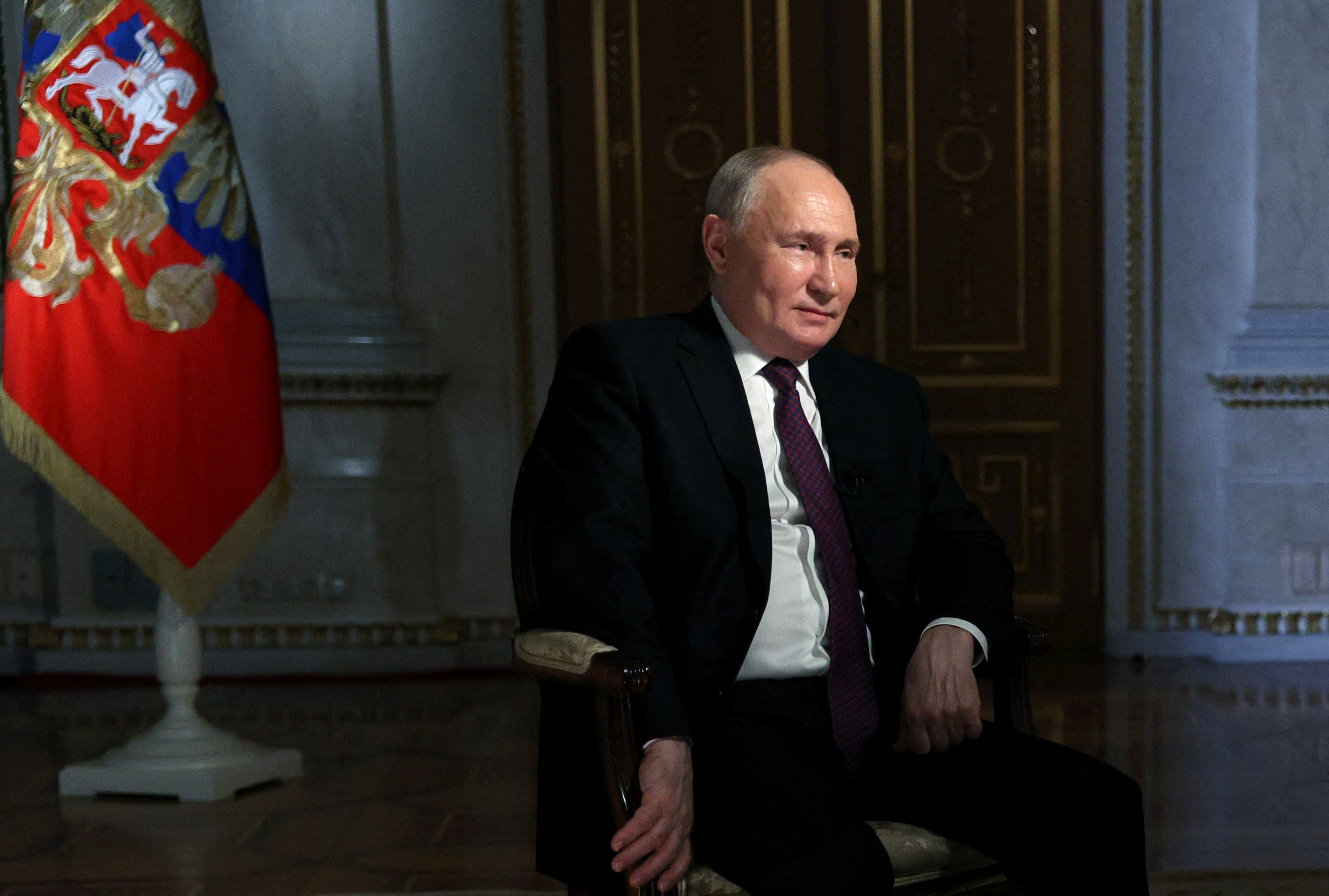 Russian President Putin gives interview in Moscow