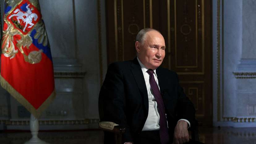 Russian President Putin gives interview in Moscow