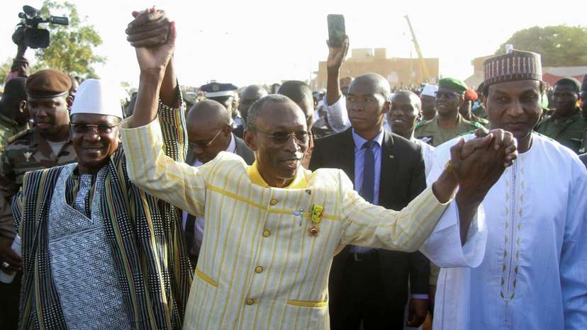 FILE PHOTO: Prime Minister of Niger, Prime Minister of Burkina Faso and Prime Minister of Mali, attend a sit-in in Niamey