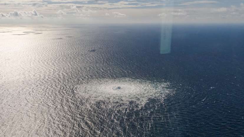 Gas leak at Nord Stream 2 as seen from the Danish F-16 interceptor on Bornholm