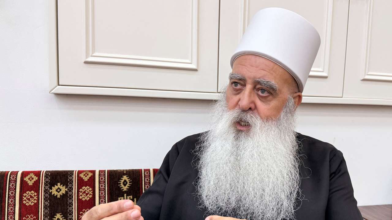 Leader of the Druze community in Israel Sheikh Mowafaq Tarif speaks with Reuters at his house in Julis