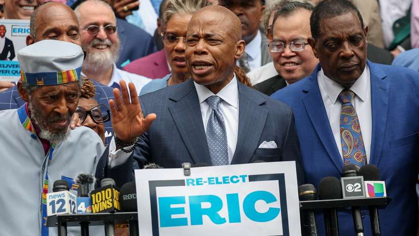 New York City Mayor Adams announces his re-election campaign as an independent at City Hall in New York City