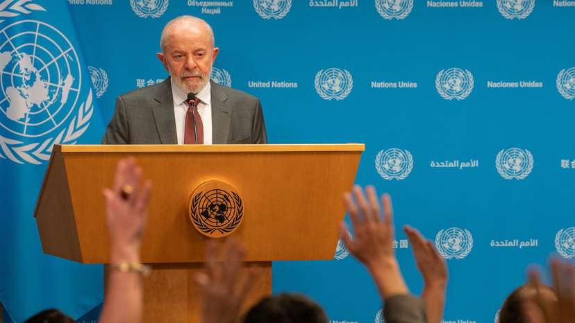 Brazil's President Luiz Inacio Lula da Silva holds a press conference