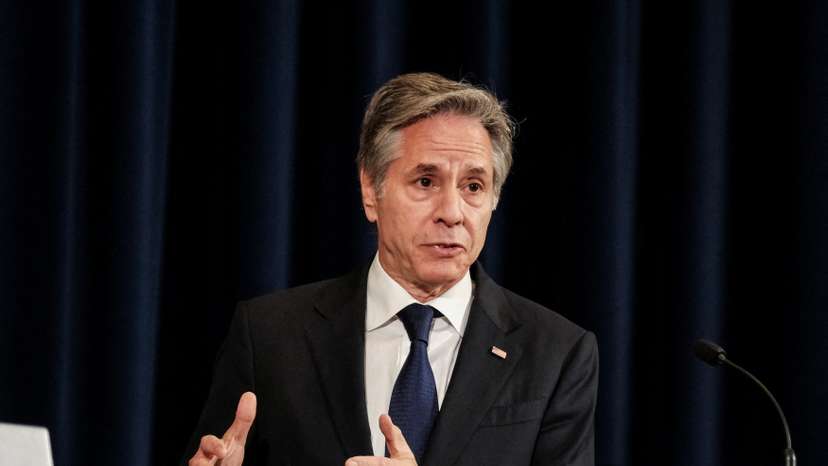 U.S. Secretary of State Antony Blinken and British Foreign Secretary David Cameron hold a joint press conference