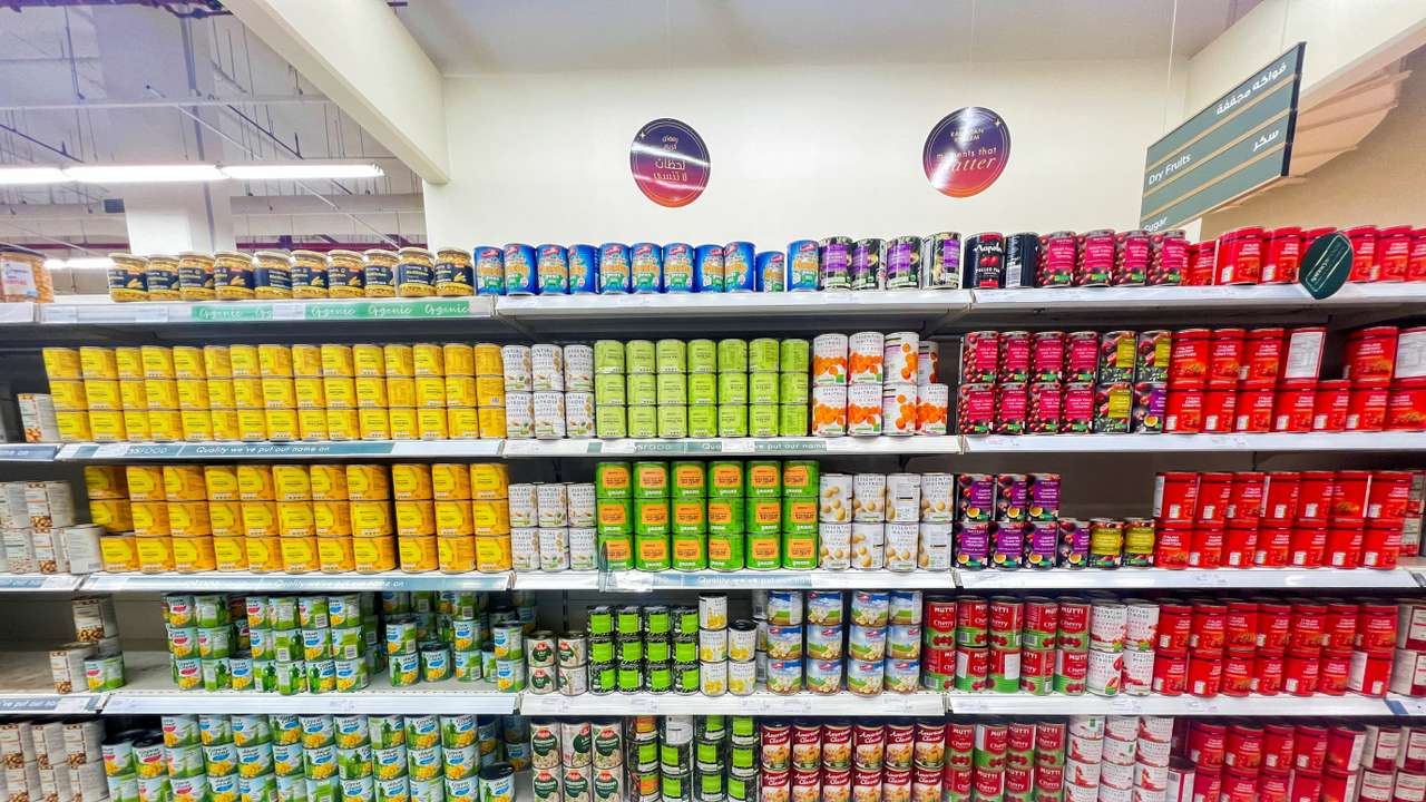 Supplies are displayed on shelves at a supermarket, amid the U.S.-Israel conflict with Iran, in Dubai