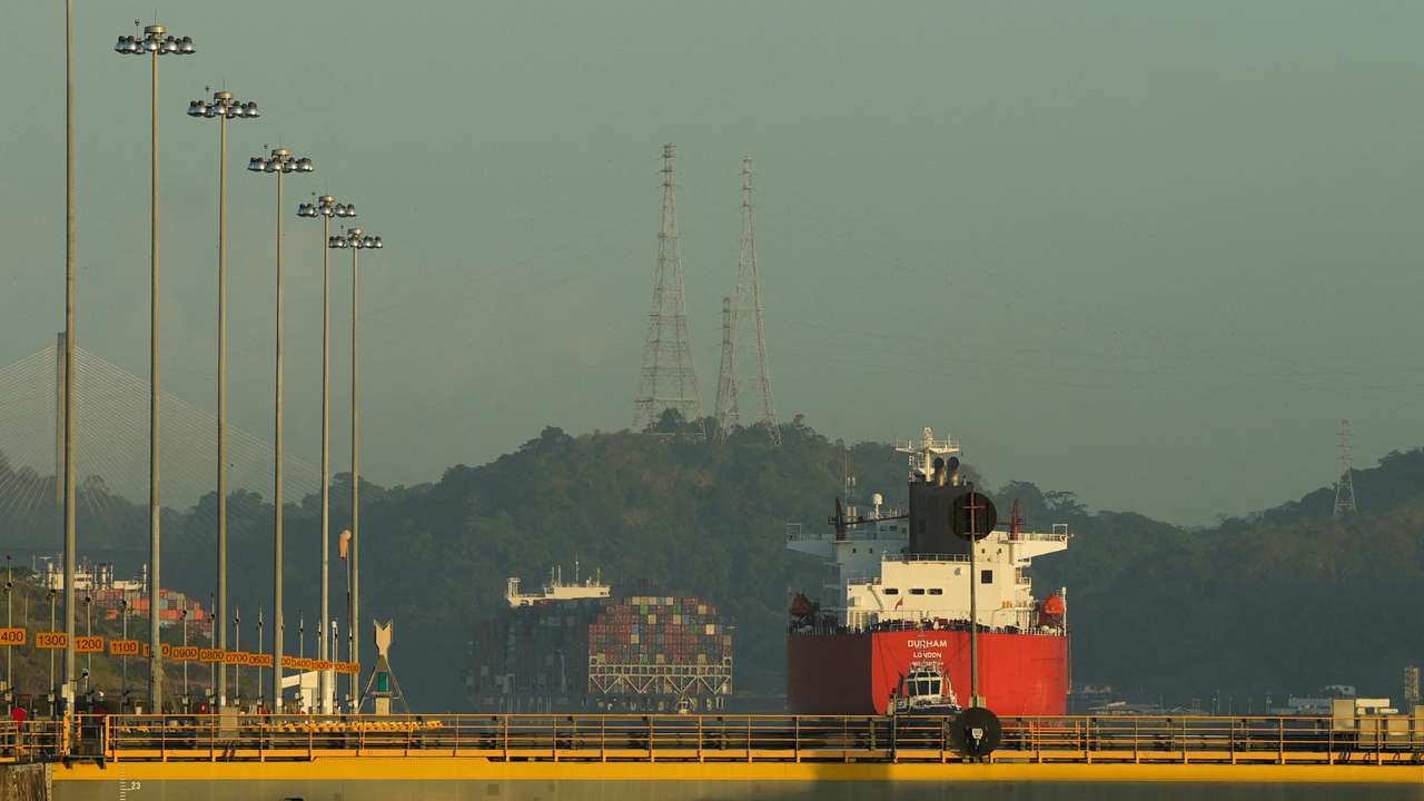 Maritime traffic moves through Panama Canal locks