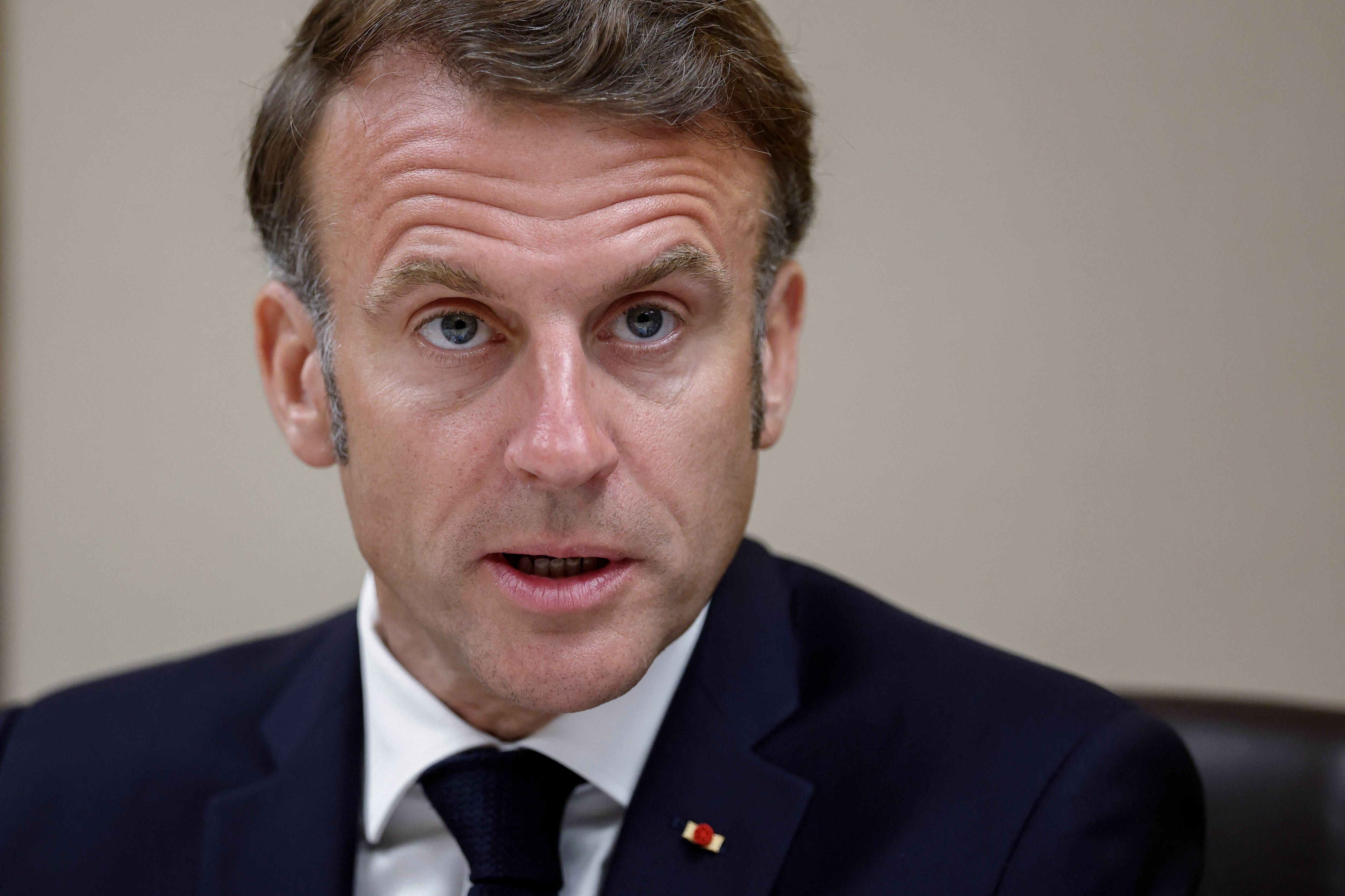 French President Emmanuel Macron attends a national security meeting