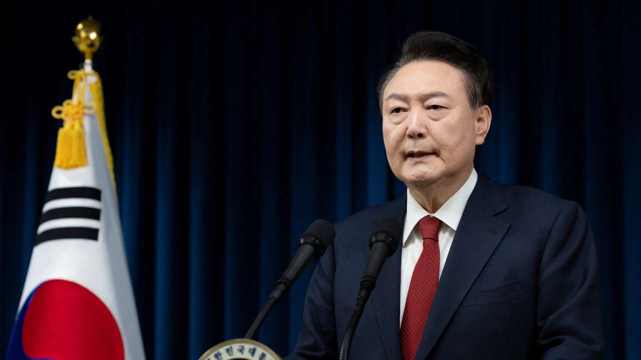 South Korean President Yoon Suk Yeol delivers an address to the nation