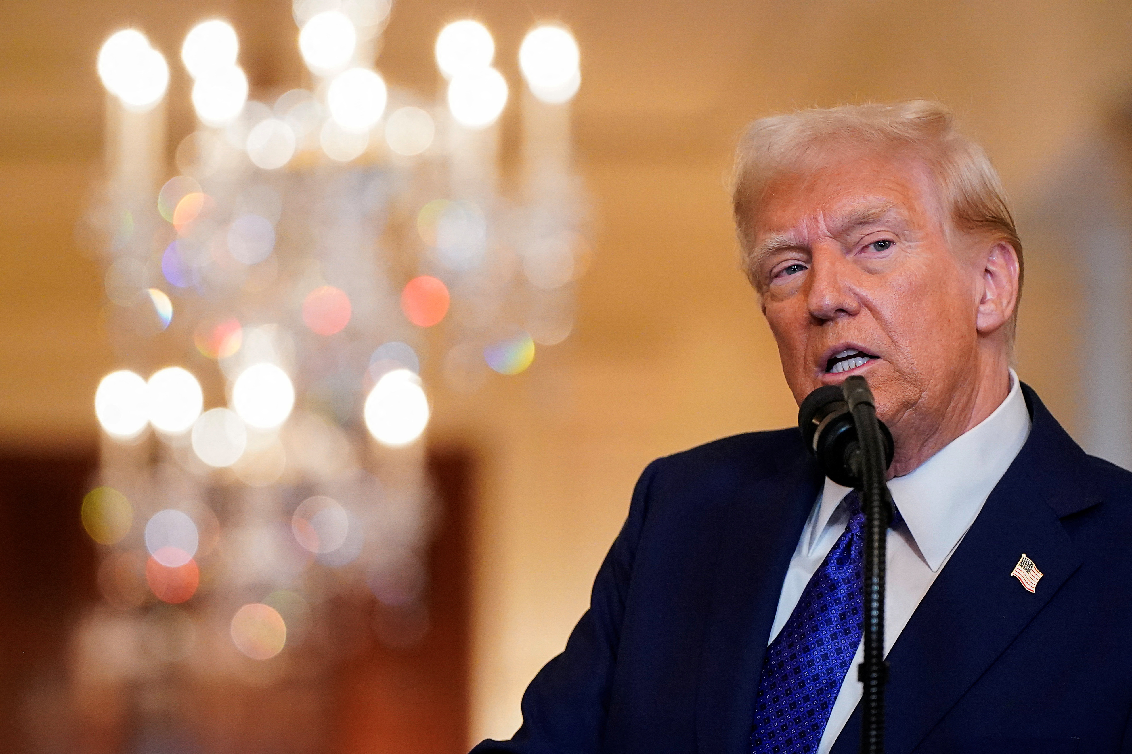 U.S. President Donald Trump speaks at an event at the White House