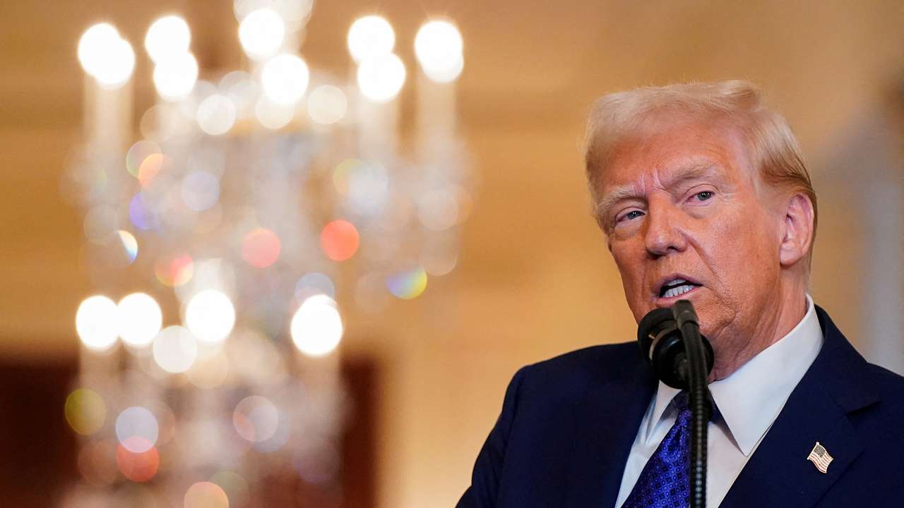 U.S. President Donald Trump speaks at an event at the White House