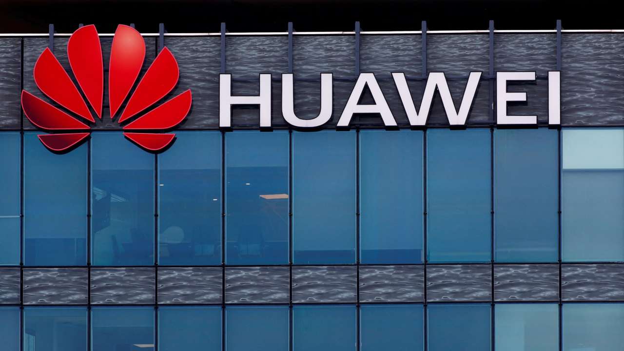 FILE PHOTO: Huawei logo at Huawei Technologies France in Boulogne-Billancourt