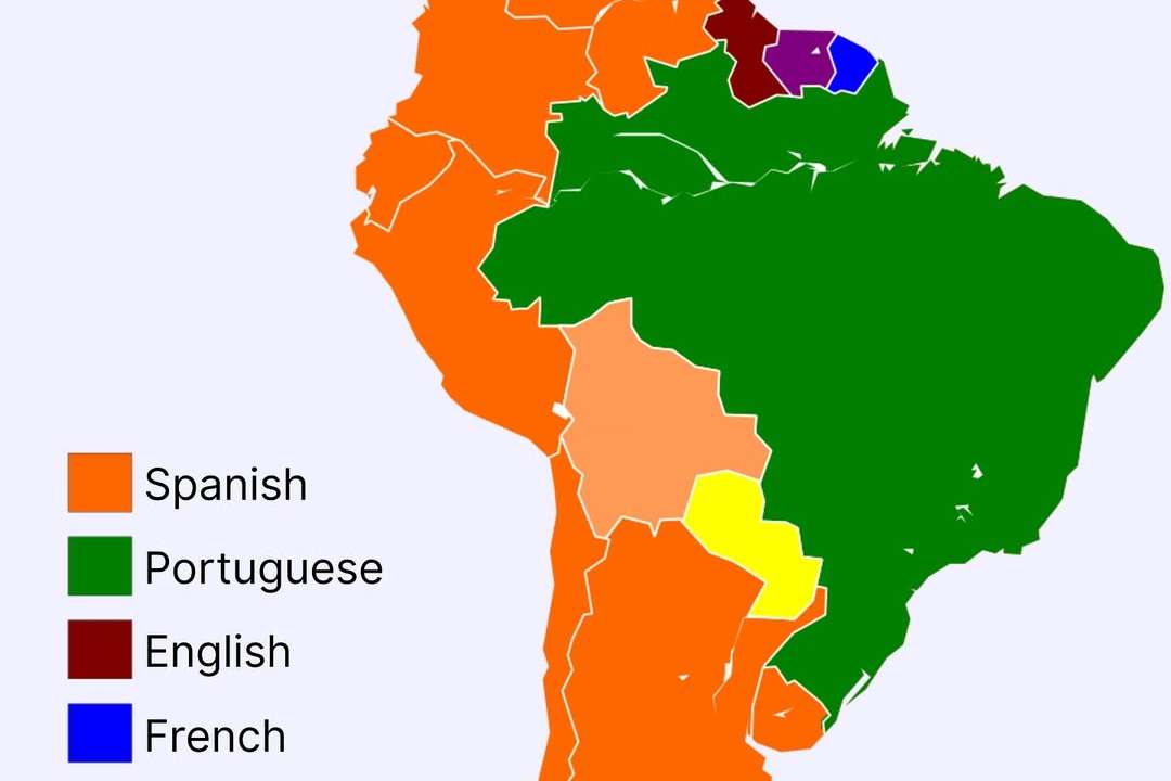 Spanish dominates South America, it’s the official language in most countries across the contine