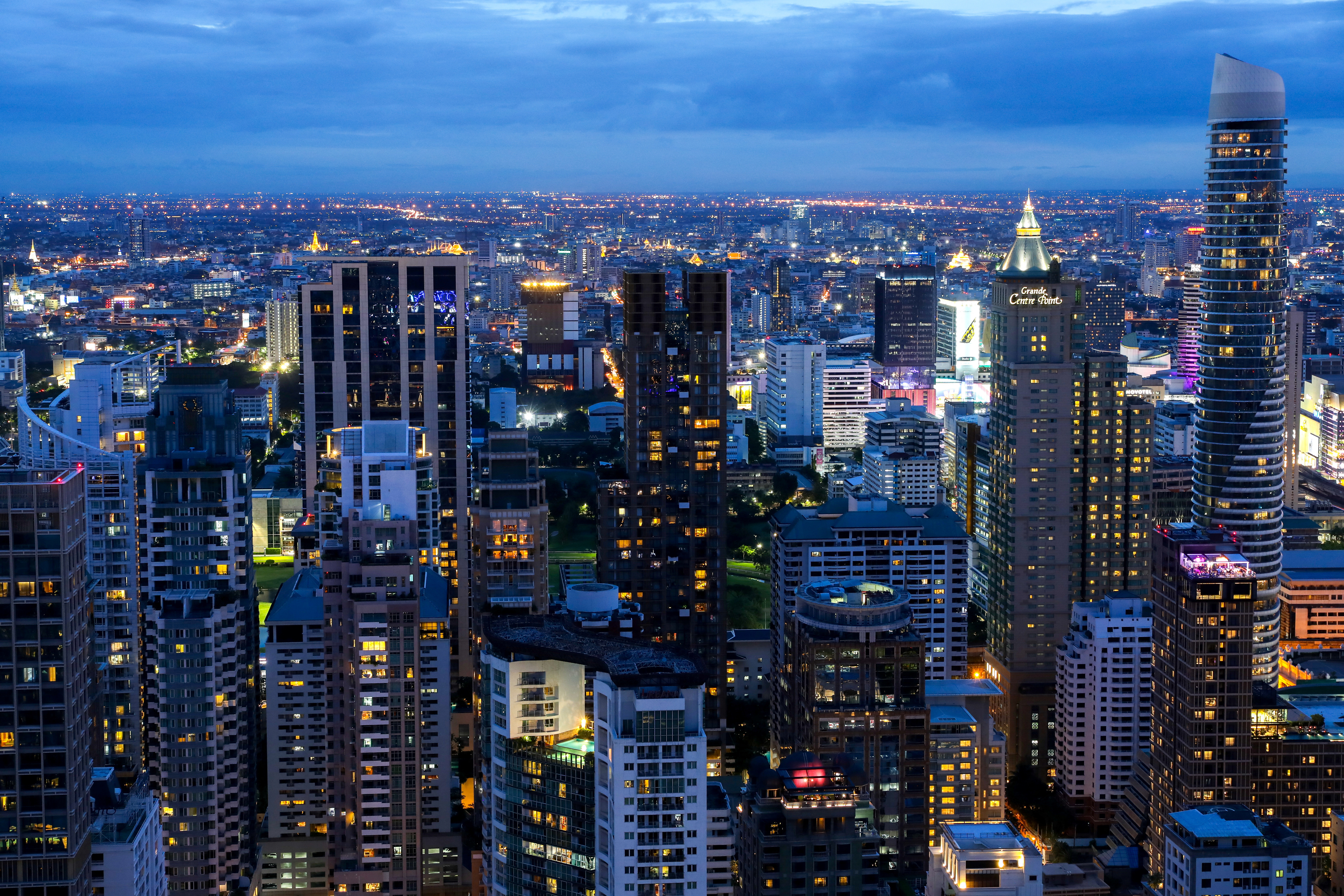 Bangkok's skyline photographed during sunset in Bangkok