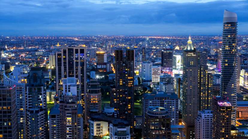 Bangkok's skyline photographed during sunset in Bangkok
