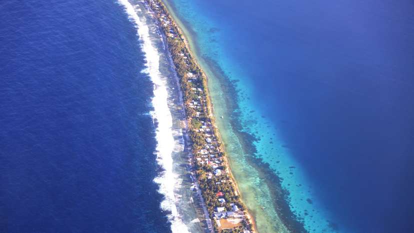 FILE PHOTO: Aerial view of Funafuti, Tuvalu’s most populous island