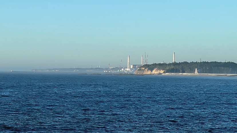 A view of the Fukushima Daiichi nuclear power plant seen from the nearby Ukedo fishing port in Namie town
