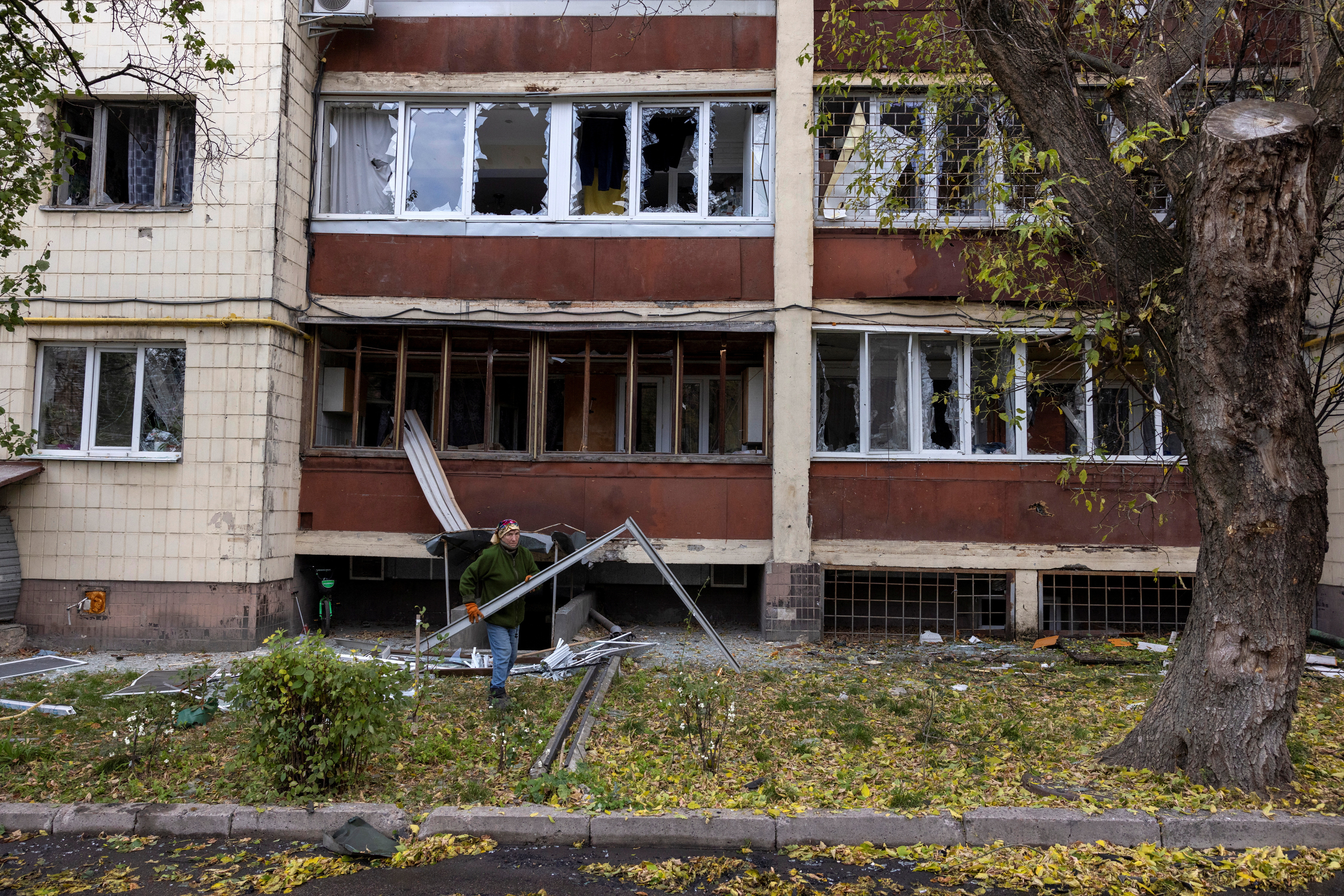 Aftermath of a Russian drone strike in Kyiv