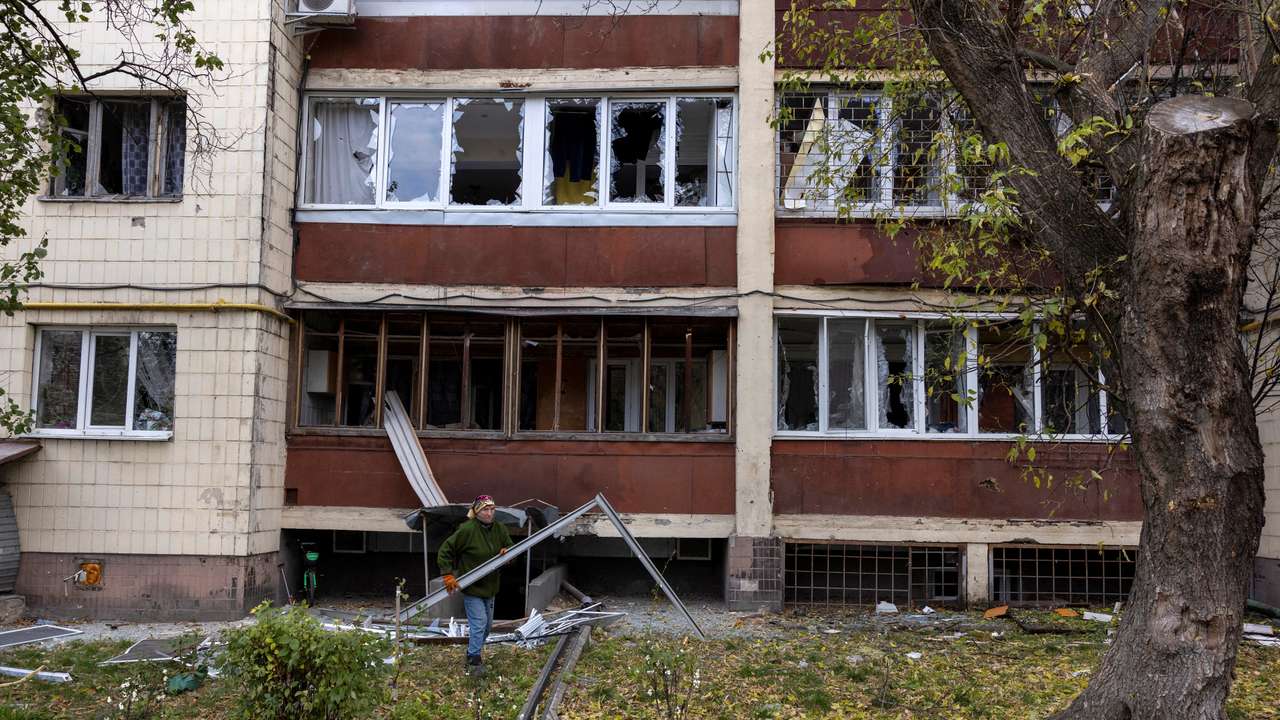Aftermath of a Russian drone strike in Kyiv