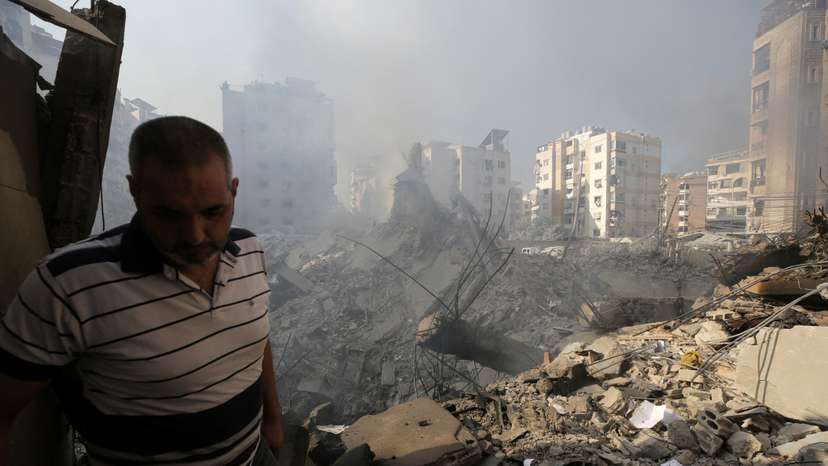 Aftermath of Israeli air strikes on Beirut's southern suburbs