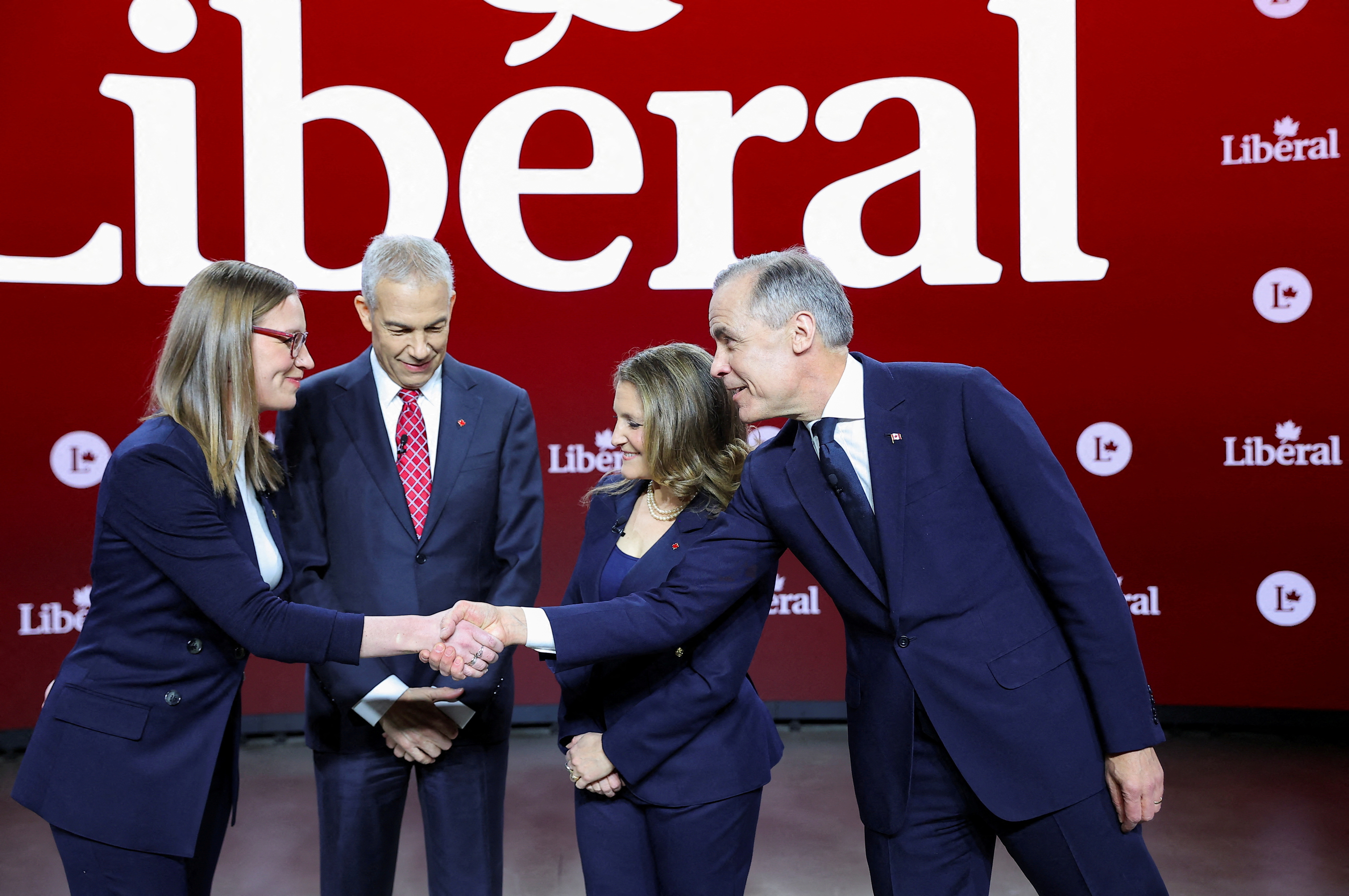 FILE PHOTO: Canada's Liberal Party candidates participate in English language debate ahead of March 9 vote to replace Justin Trudeau, in Montreal
