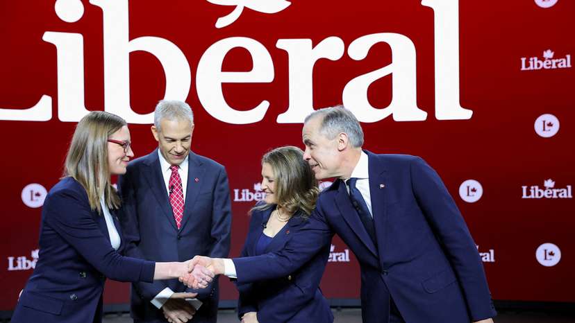 FILE PHOTO: Canada's Liberal Party candidates participate in English language debate ahead of March 9 vote to replace Justin Trudeau, in Montreal