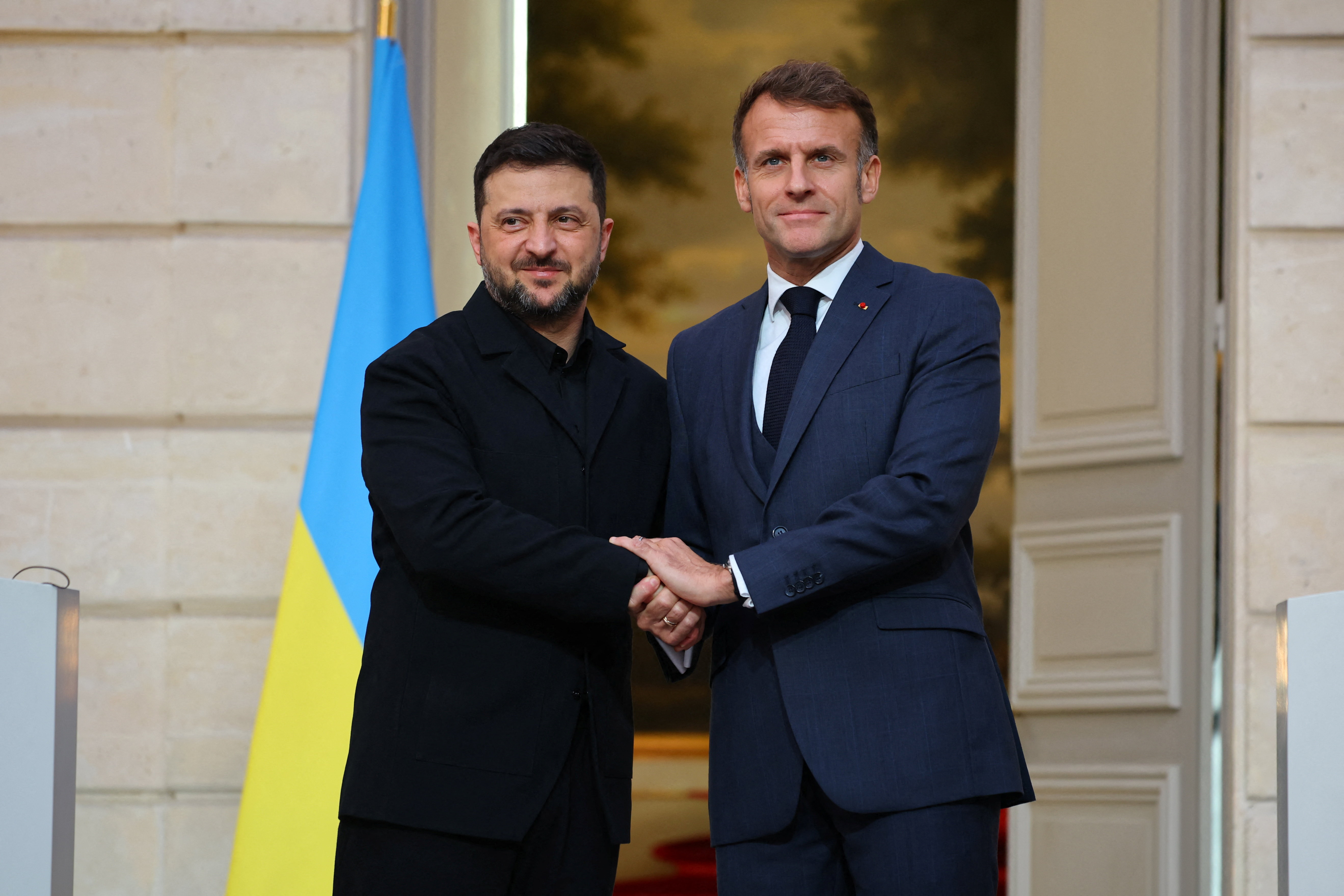 France's Macron meets Ukraine's Zelenskiy at the Elysee Palace in Paris