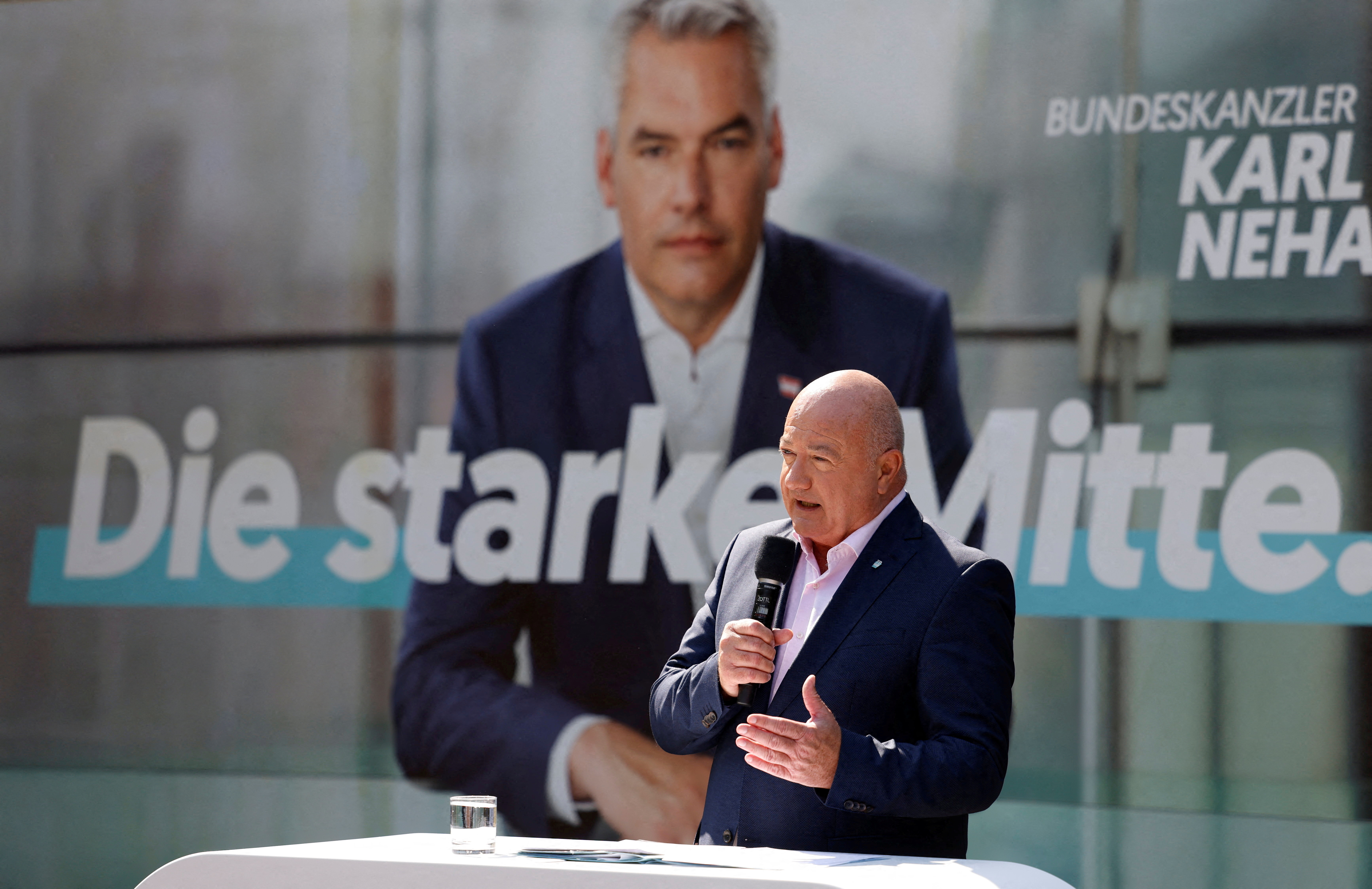 FILE PHOTO: Austria's People's Party (OEVP) presents election campaign posters in Vienna