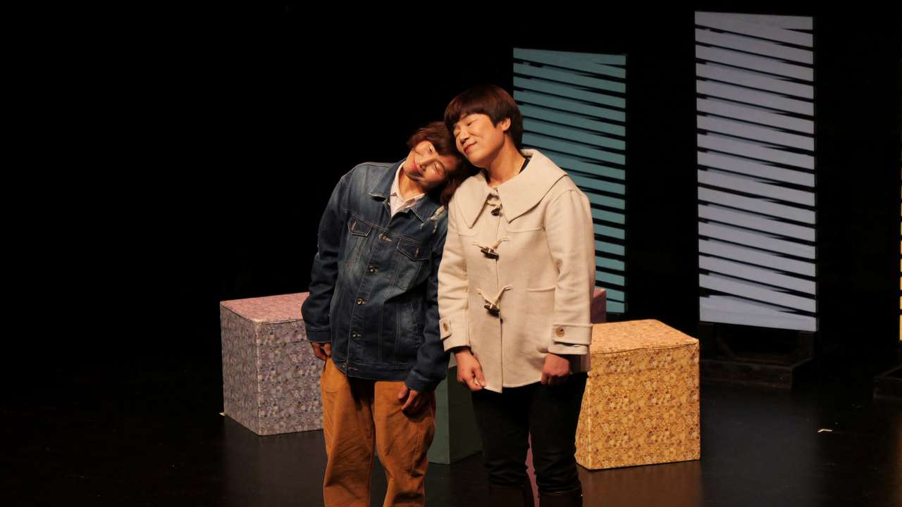 Lee Mi-kyung, mother of a victim of deadly Sewol ferry disaster, acts on a stage in Ansan