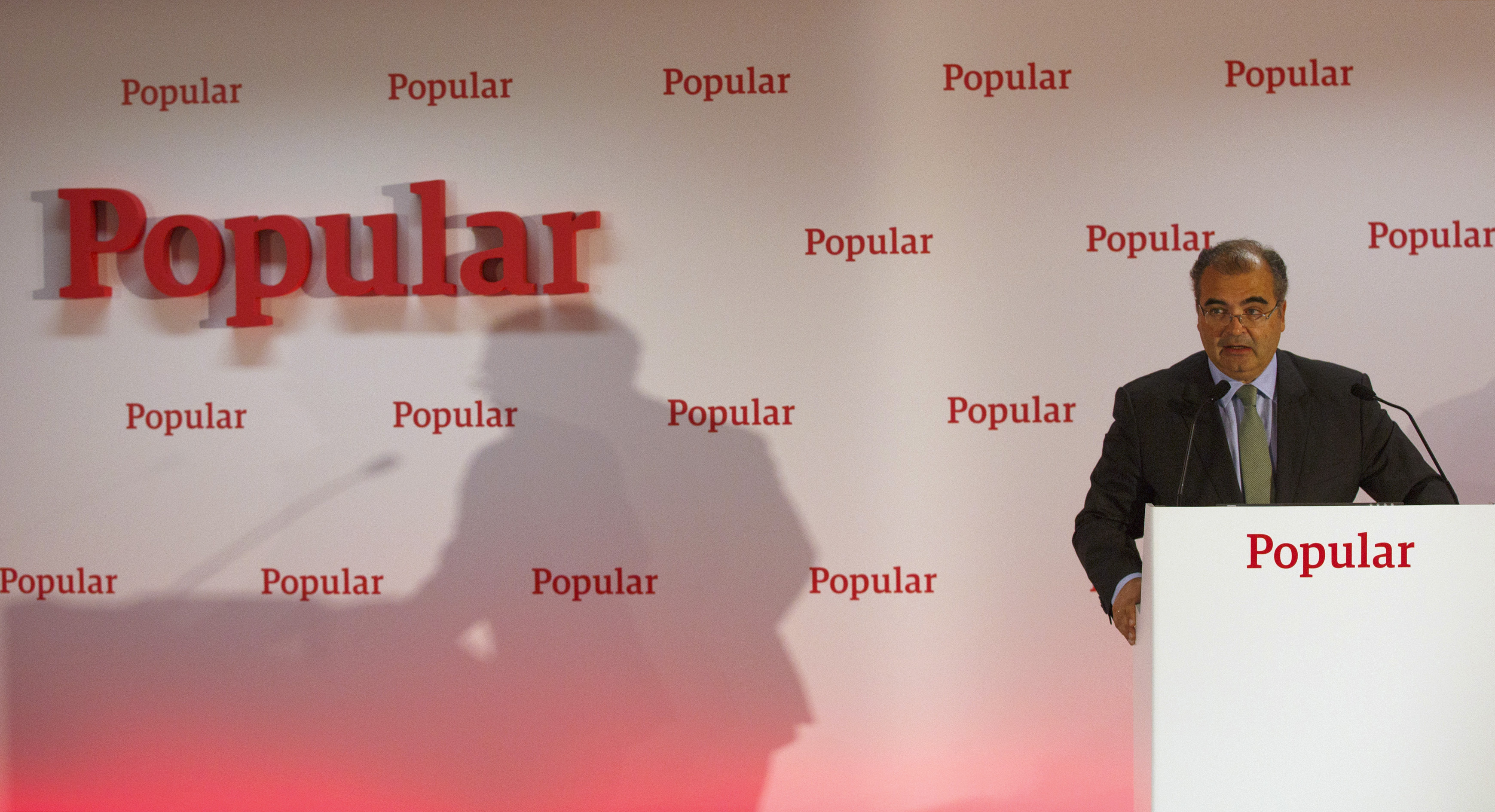 Spain's Banco Popular's President Angel Ron speaks during the bank's results presentation in Madrid