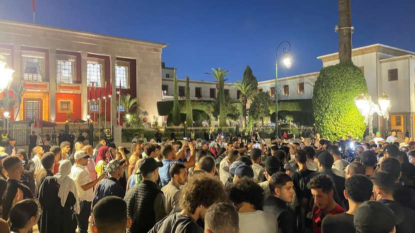 Protest for social justice near the parliament in Rabat