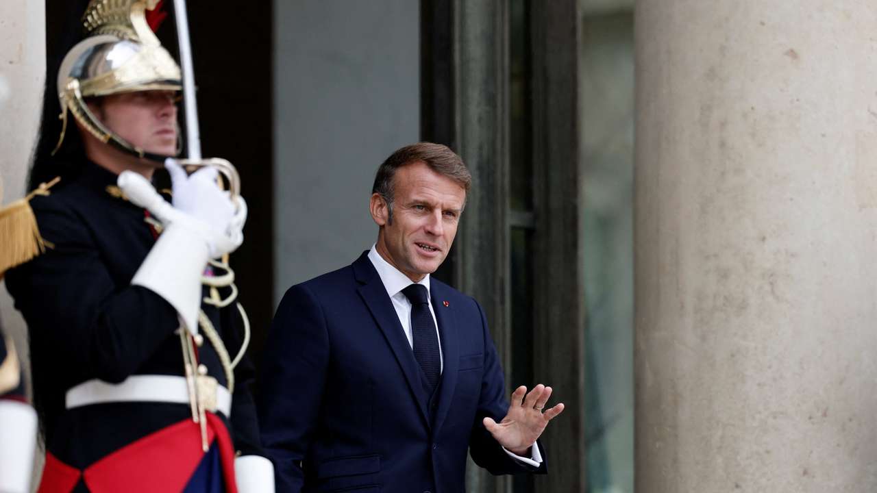 French President Macron at the Elysee Palace in Paris