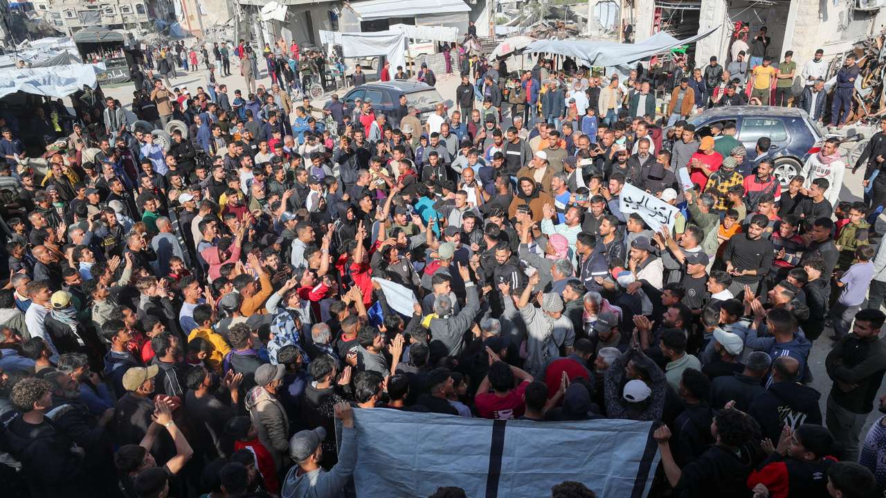 Palestinians protest to demand an end to war, chanting anti-Hamas slogans, in Beit Lahiya