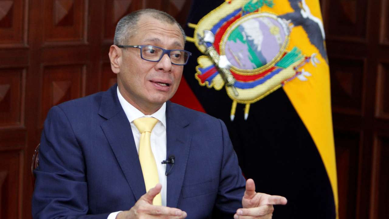 FILE PHOTO: Ecuador's Vice President Jorge Glas talks during an interview with Reuters at the Government Palace in Quito