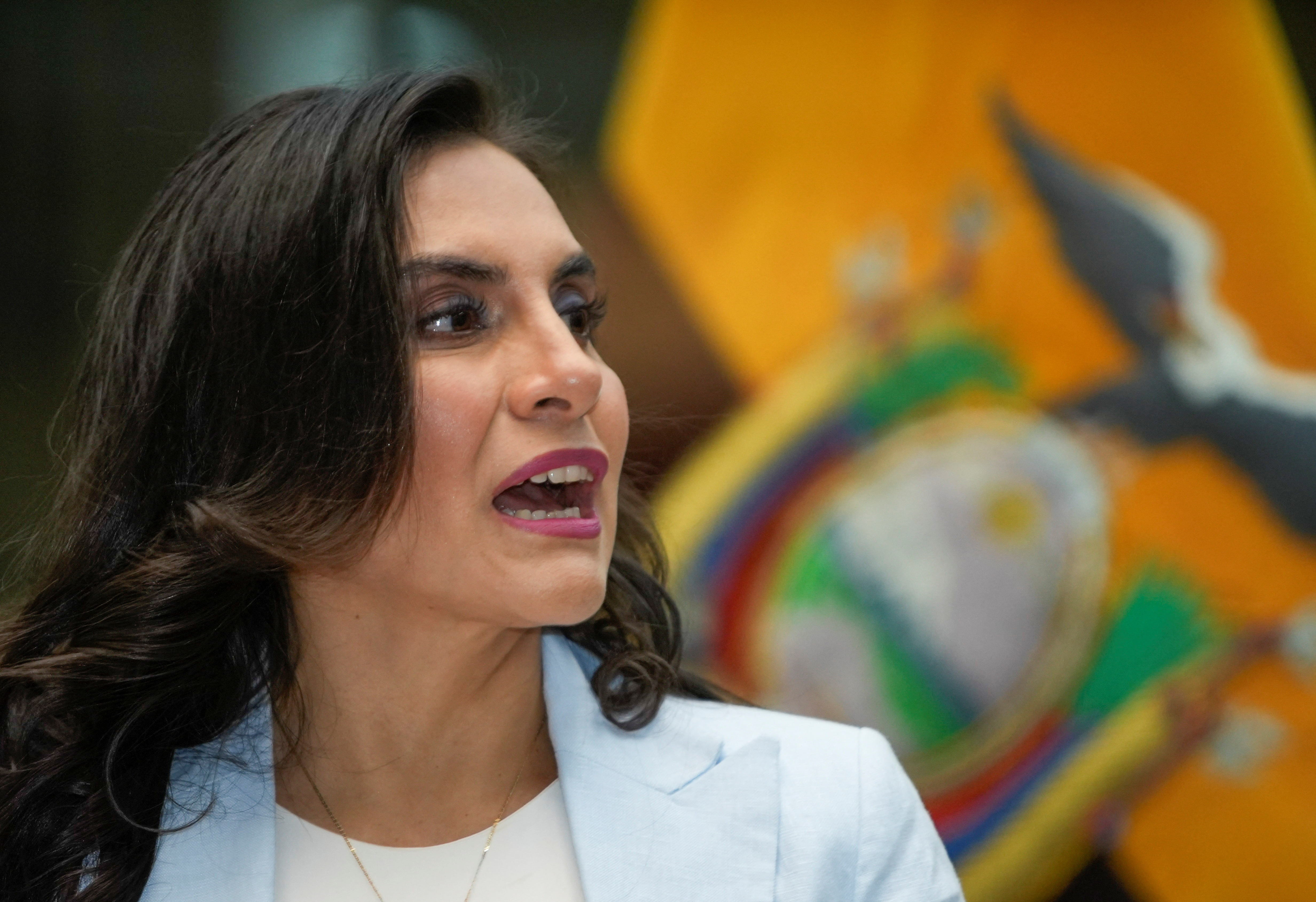 Ecuador's Vice President Veronica Abad holds press conference amid spat with President Daniel Noboa, in Quito