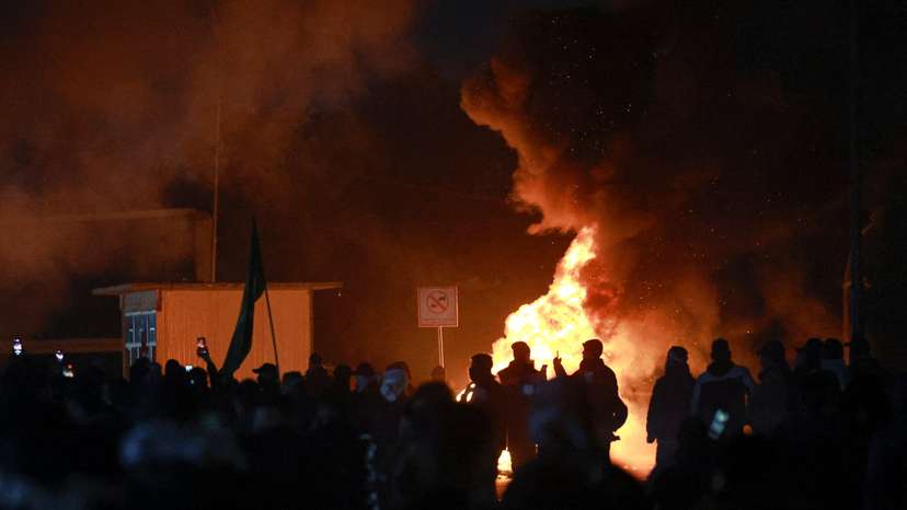 Supporters of Iraqi Shi'ite armed groups gather after the killing of Iran's Supreme Leader Ayatollah Ali Khamenei, in Baghdad