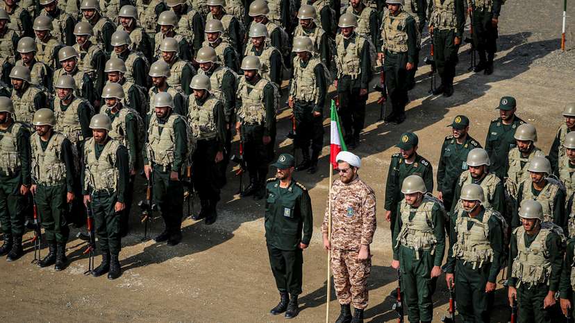 Islamic Revolutionary Guard Corps (IRGC) ground forces take part in a military drill