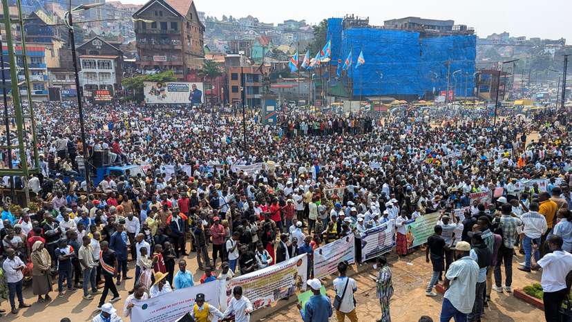 Congolese civilians attend rally against Rwanda in Bukavu