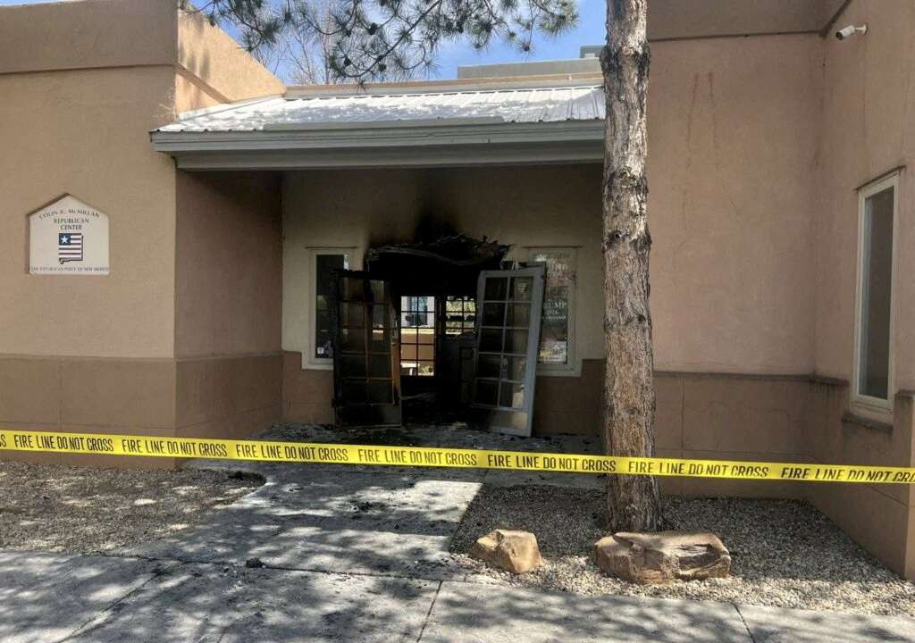Republican Party headquarters is damaged in a fire in Albuquerque, New Mexico