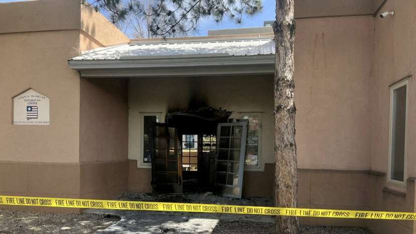 Republican Party headquarters is damaged in a fire in Albuquerque, New Mexico